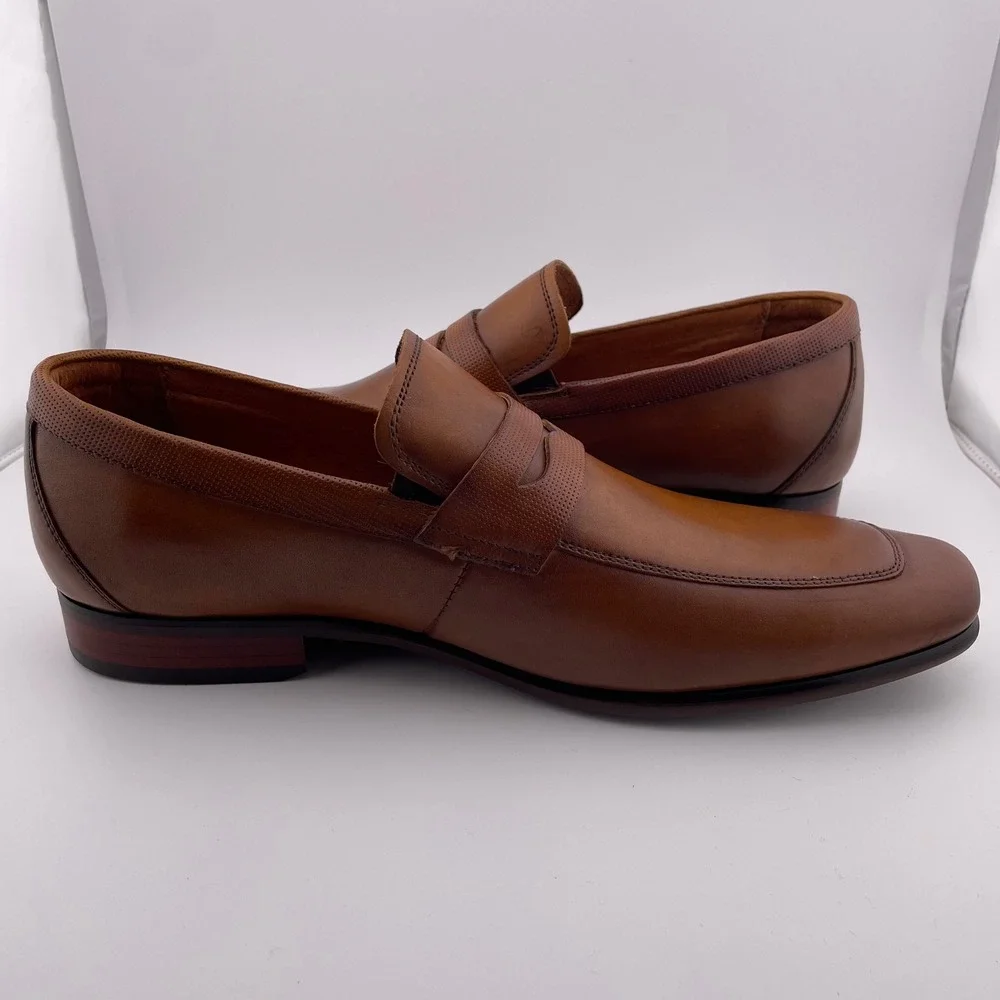 Florsheim Men Leather Rucci Penny Loafers Dress Shoes Cognac 11 EEE Wide Fit NEW